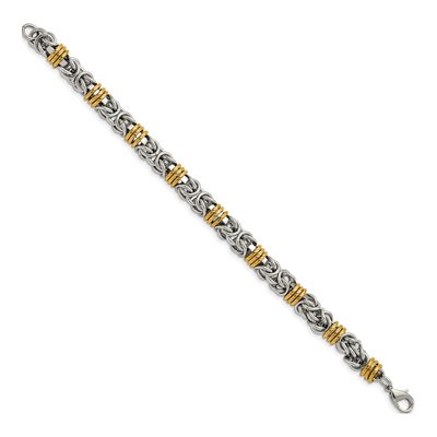 Men's Stainless Steel 8.5mm IP Byzantine Fancy Link Chain Bracelet – view 3