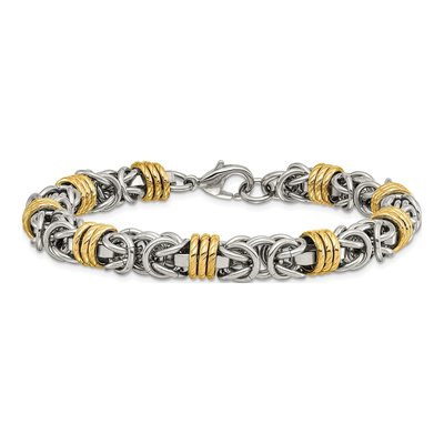 Men's Stainless Steel 8.5mm IP Byzantine Fancy Link Chain Bracelet – view 4