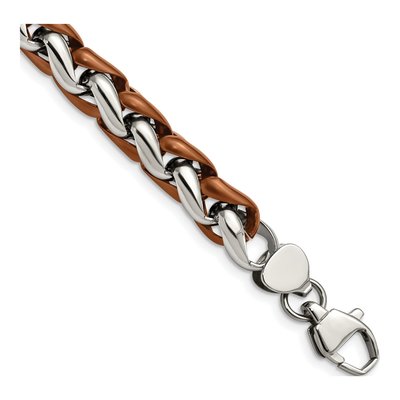 Men's Stainless Steel 10.77mm Brown IP Bracelet