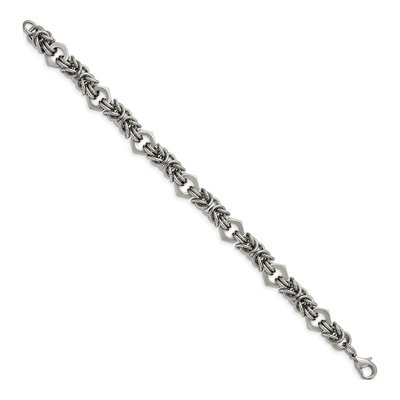 Men's Stainless Steel 8mm Byzantine Fancy Link Chain Bracelet – view 3