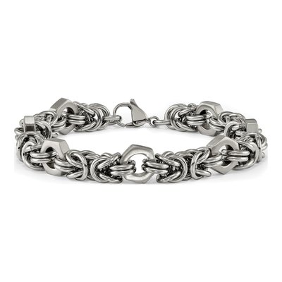 Men's Stainless Steel 8mm Byzantine Fancy Link Chain Bracelet – view 4
