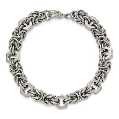 Men's Stainless Steel 8mm Byzantine Fancy Link Chain Bracelet – view 5