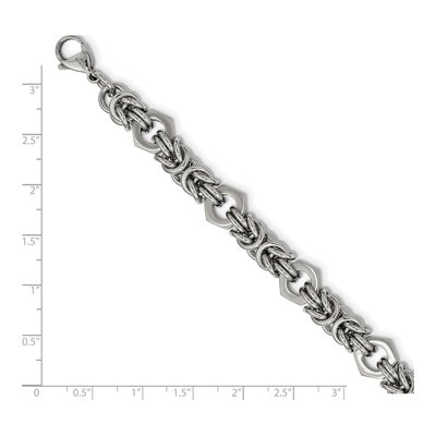 Men's Stainless Steel 8mm Byzantine Fancy Link Chain Bracelet – view 6