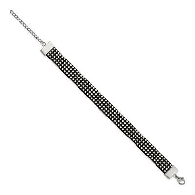 Stainless Steel Crystal Leather Bracelet – view 2