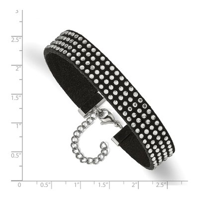 Stainless Steel Crystal Leather Bracelet – view 3