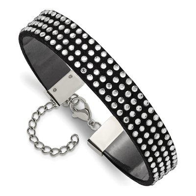 Stainless Steel Crystal Leather Bracelet – view 4