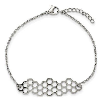 Stainless Steel Honeycomb Link Bracelet – view 4