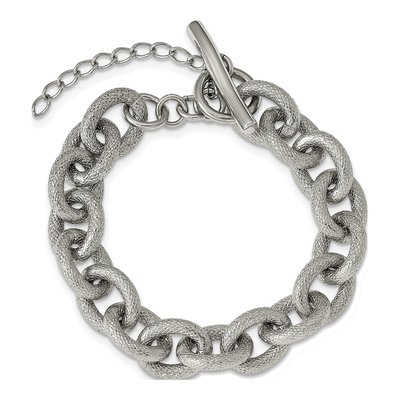 Stainless Steel 11.8mm Toggle Fancy Link Chain Bracelet – view 3