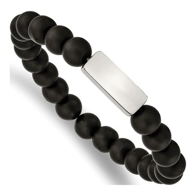 Stainless Steel Agate ID Bracelet