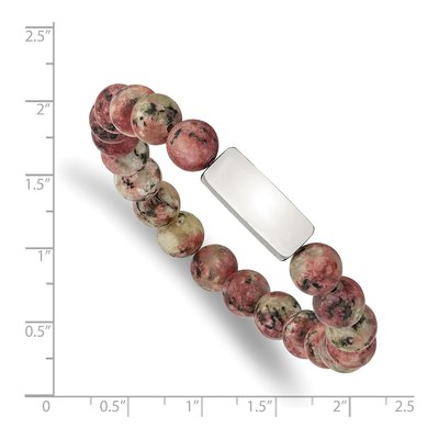 Stainless Steel Plate Rhodochrosite ID Bracelet – view 4