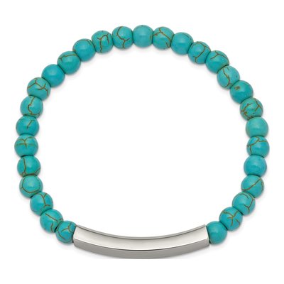 Stainless Steel Turquoise ID Stretch Bracelet – view 3