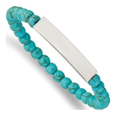 Stainless Steel Turquoise ID Stretch Bracelet