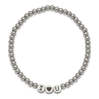 Stainless Steel I Heart Stretch Bracelet – view 3