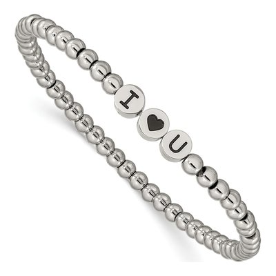 Stainless Steel I Heart Stretch Bracelet