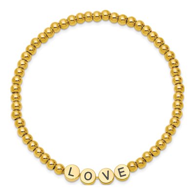 Stainless Steel LOVE Beaded Stretch Bracelet – view 3