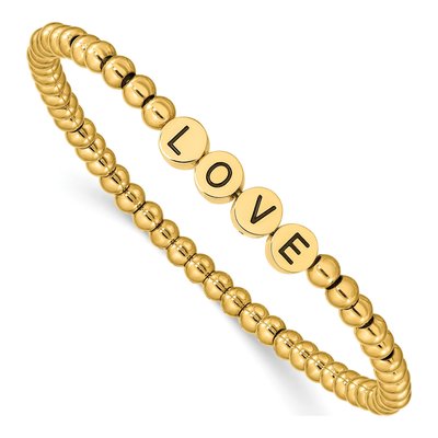 Stainless Steel LOVE Beaded Stretch Bracelet