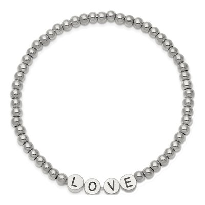 Stainless Steel LOVE Beaded Stretch Bracelet – view 3