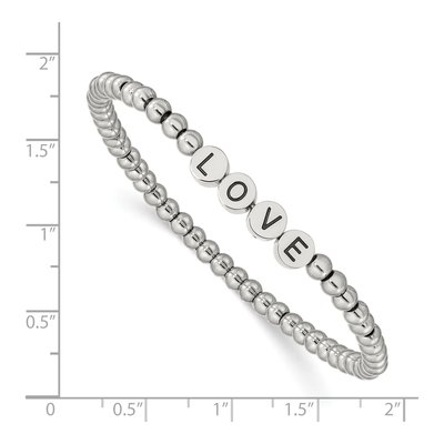 Stainless Steel LOVE Beaded Stretch Bracelet – view 4