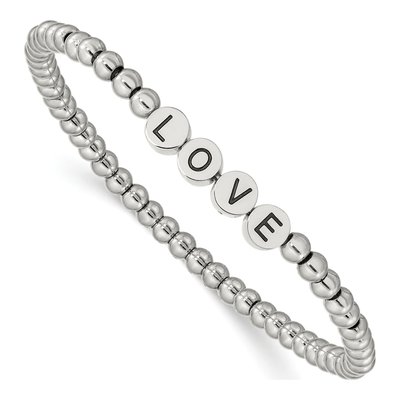 Stainless Steel LOVE Beaded Stretch Bracelet