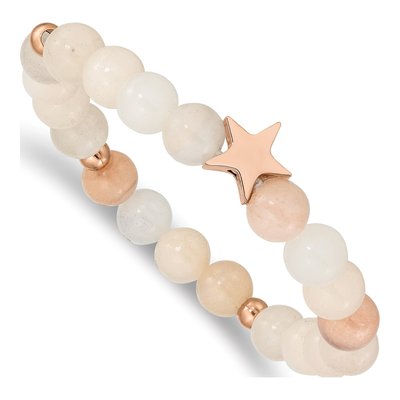 Stainless Steel IP Star Aventurine Stretch Bracelet