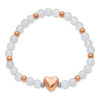 Stainless Steel Agate Heart Stretch Bracelet – view 3