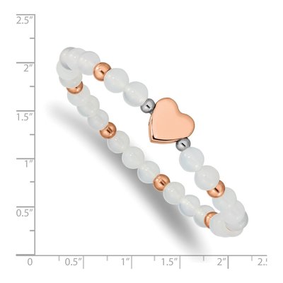 Stainless Steel Agate Heart Stretch Bracelet – view 4