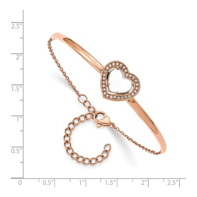 Stainless Steel CZ Heart Bangle Bracelet – view 3