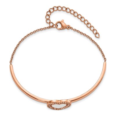 Stainless Steel CZ Heart Bangle Bracelet – view 4