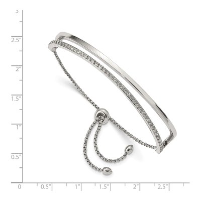 Stainless Steel Crystal Adjustable Bangle Bracelet – view 3