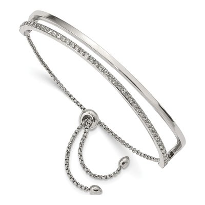Stainless Steel Crystal Adjustable Bangle Bracelet