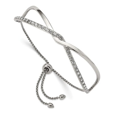 Stainless Steel Crystal Twisted Bangle Bracelet
