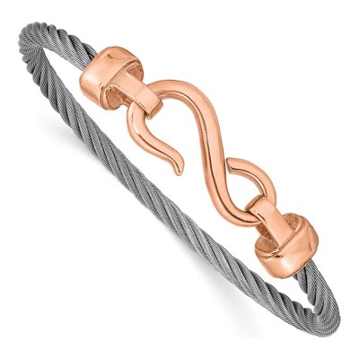 Stainless Steel IP Hook Bangle Bracelet