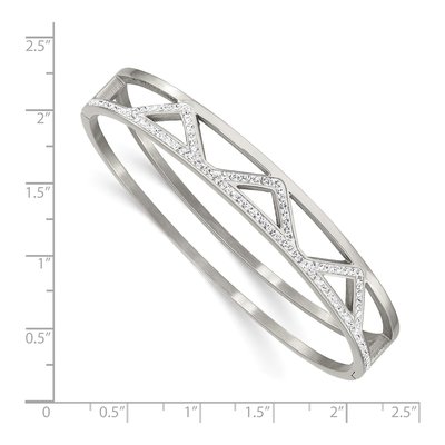 Stainless Steel Crystal Hinged Bangle Bracelet – view 3
