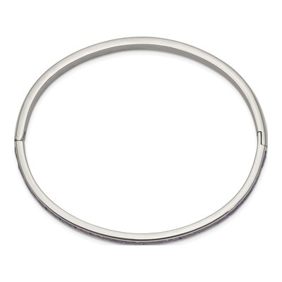 Stainless Steel CZ Hinged Bangle Bracelet – view 3