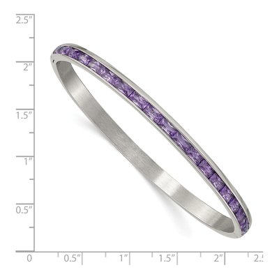 Stainless Steel CZ Hinged Bangle Bracelet – view 4
