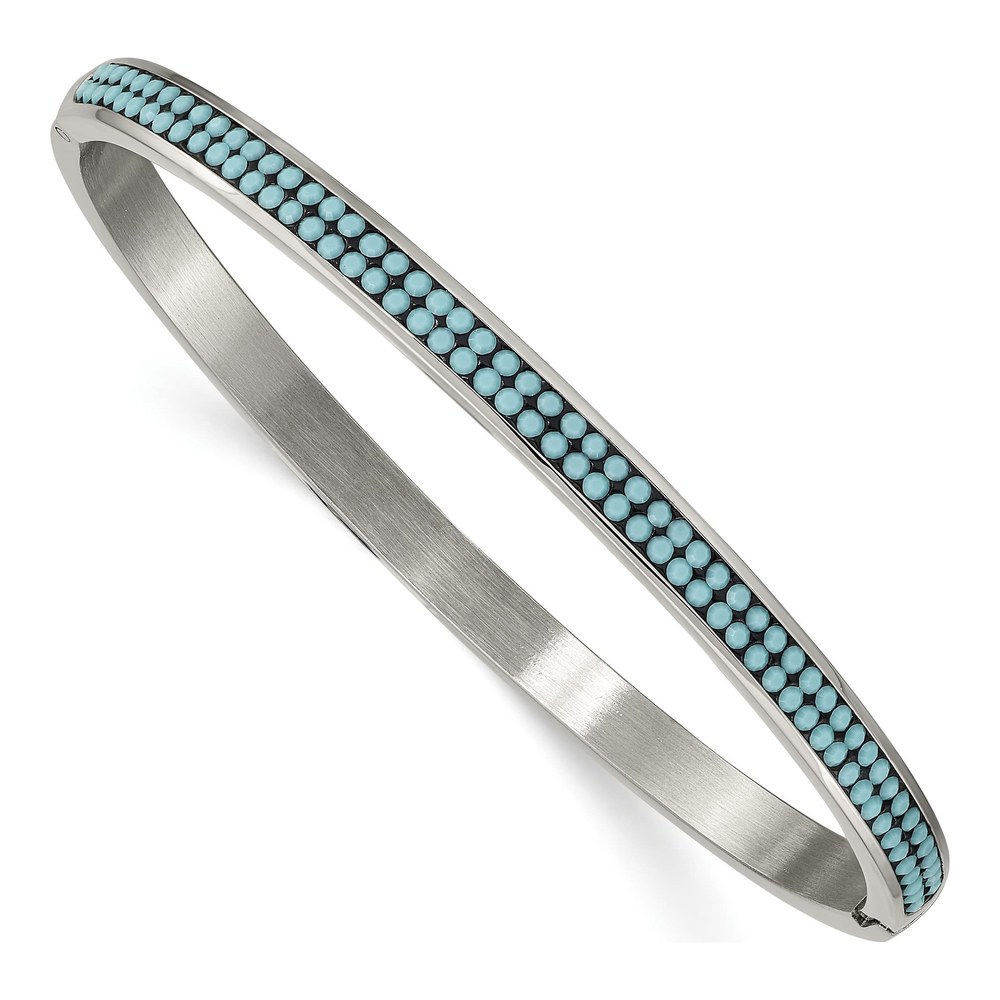 Stainless Steel Crystal Hinged Bangle Bracelet