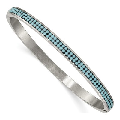 Stainless Steel Crystal Hinged Bangle Bracelet