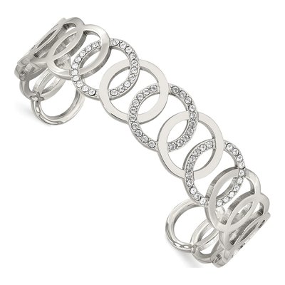 Stainless Steel Crystal Circles Cuff Bracelet