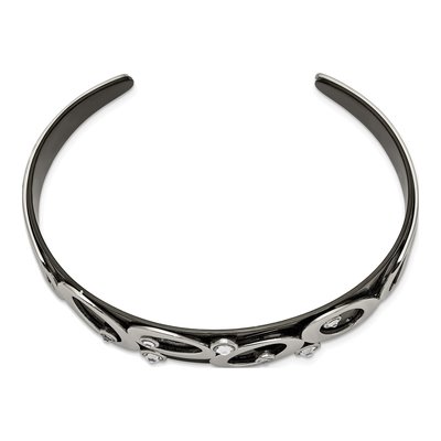 Black Stainless Steel Crystal Cuff Bracelet – view 3