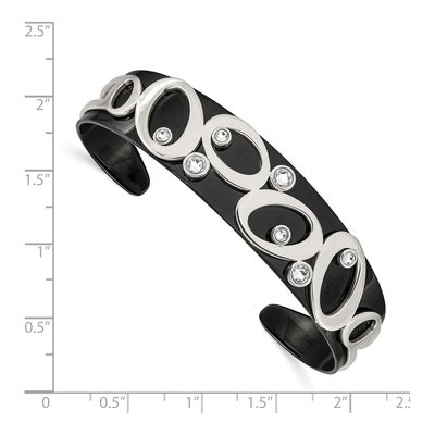 Black Stainless Steel Crystal Cuff Bracelet – view 4