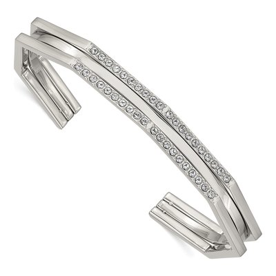Stainless Steel Crystal Cuff Bracelet