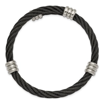 Black Stainless Steel Wire Bangle Bracelet – view 3