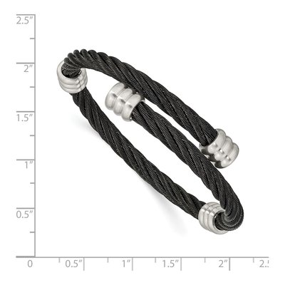 Black Stainless Steel Wire Bangle Bracelet – view 4