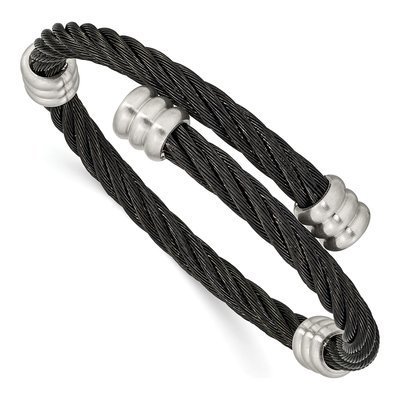 Black Stainless Steel Wire Bangle Bracelet
