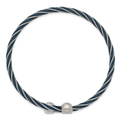 Stainless Steel Blue IP Flexible Bangle Bracelet – view 3