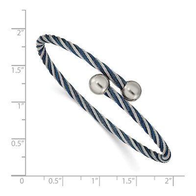 Stainless Steel Blue IP Flexible Bangle Bracelet – view 4