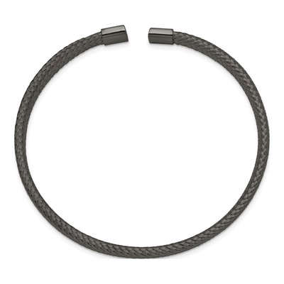 Black Stainless Steel Black Mesh Wire Cuff Bracelet – view 3