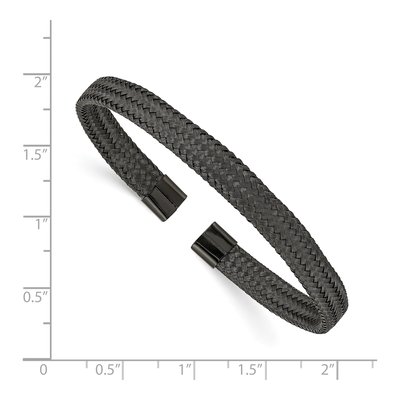 Black Stainless Steel Black Mesh Wire Cuff Bracelet – view 4
