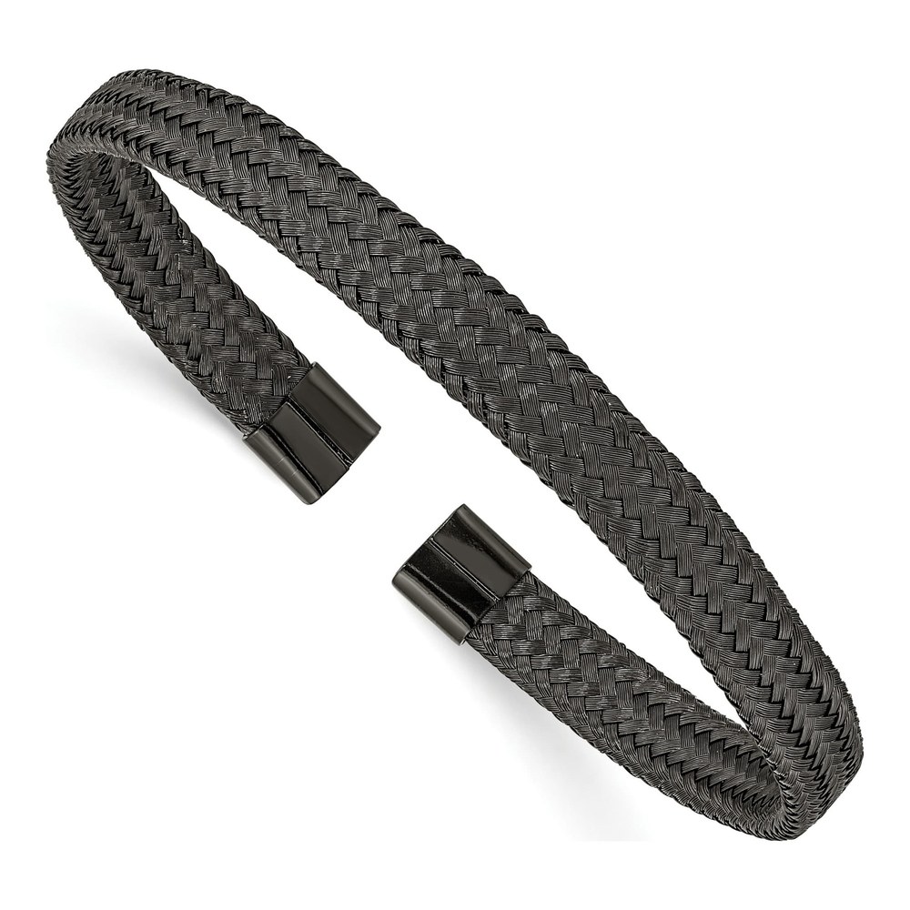 Chisel Stainless Steel Black Mesh Wire Cuff Bangle