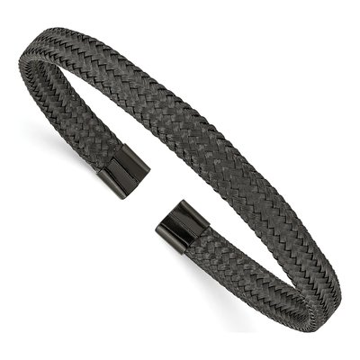 Black Stainless Steel Black Mesh Wire Cuff Bracelet